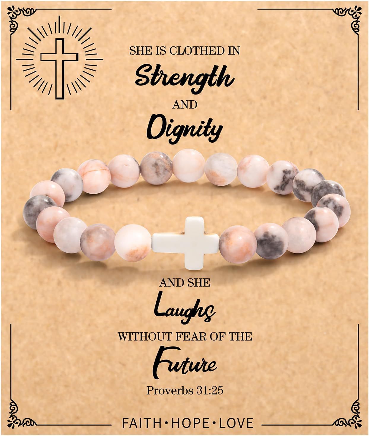 Emperor Stone Cross Bracelet - Faith Love Hope Inspirational Gift for Women & Men