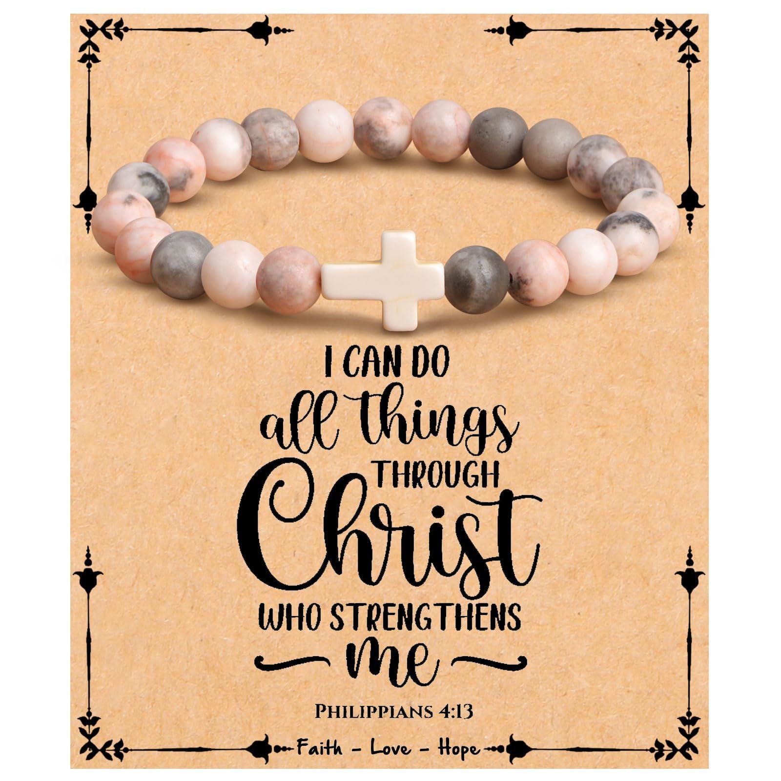 Emperor Stone Cross Bracelet - Faith Love Hope Inspirational Gift for Women & Men