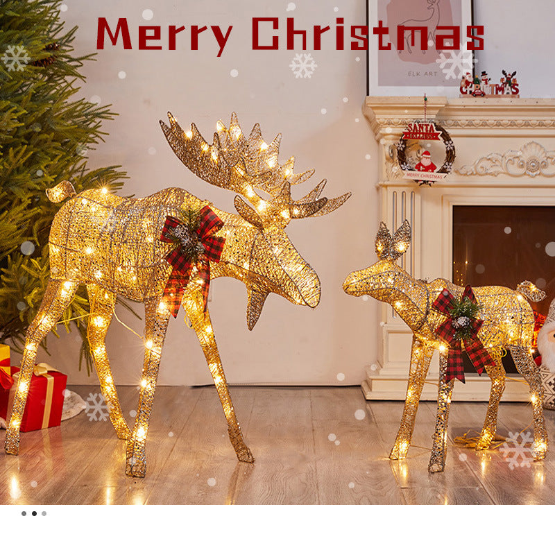 Amazon New Christmas Reindeer Glowing Iron Art Reindeer Ornament Christmas Tree Reindeer Decoration Ornament