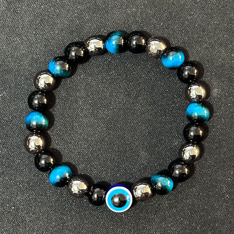 Evil Eye & Blue Tiger Eye Protection Bracelet - Nazar Talisman for Clarity, Wealth & Warding Off Negative Energy
