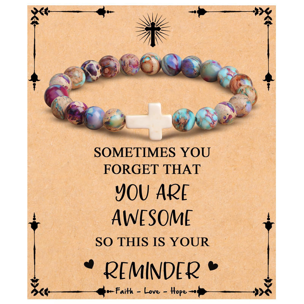 Emperor Stone Cross Bracelet - Faith Love Hope Inspirational Gift for Women & Men