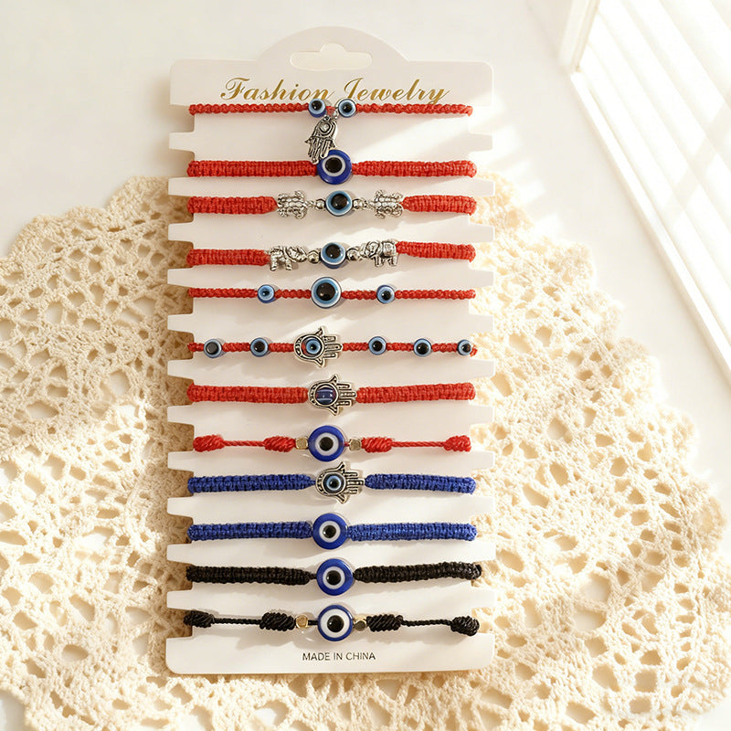 12-Piece Evil Eye Bracelets Set - Bohemian Stretchable Beaded Bracelets for Stacking | Protection Jewelry Gift for Women