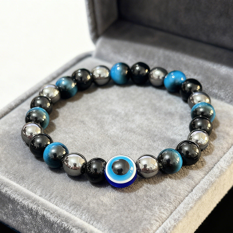 Evil Eye & Blue Tiger Eye Protection Bracelet - Nazar Talisman for Clarity, Wealth & Warding Off Negative Energy