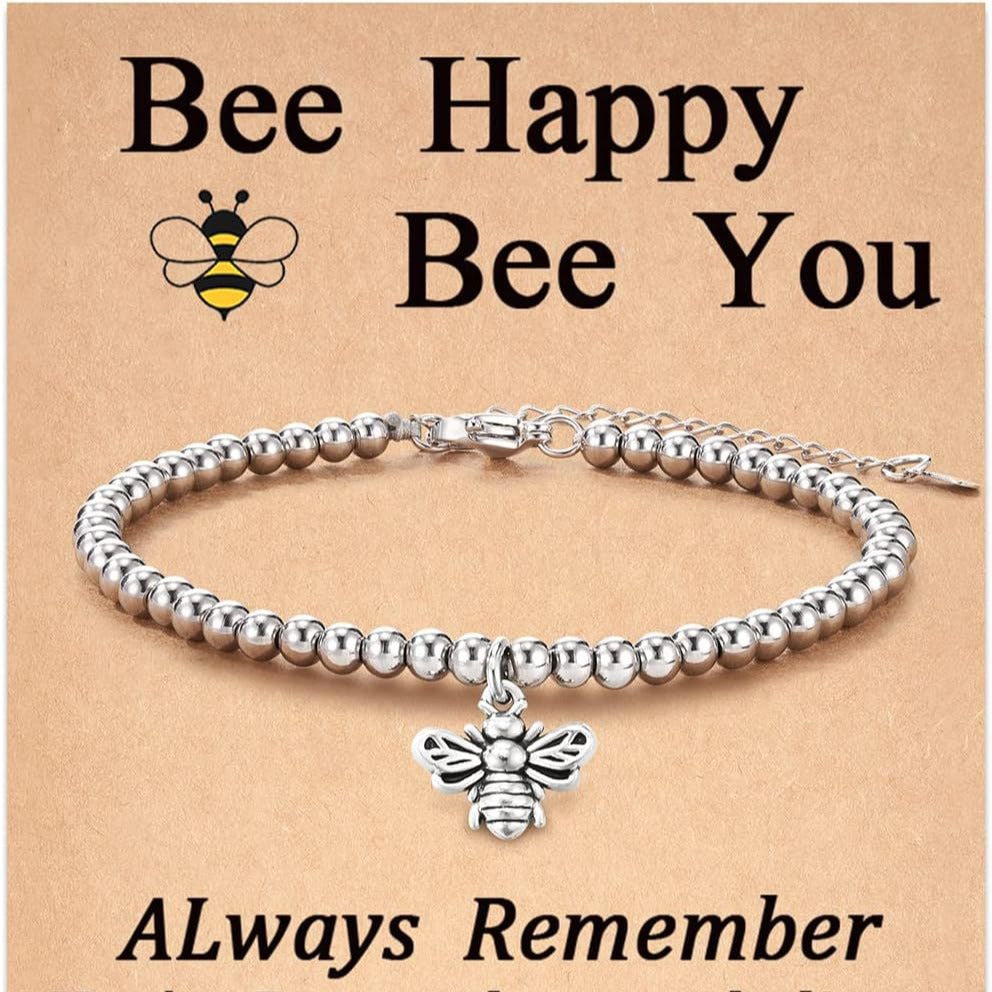 Bee, Elephant & Ladybug Charm Bracelet - Sterling Silver Plated Inspirational Gift for Women