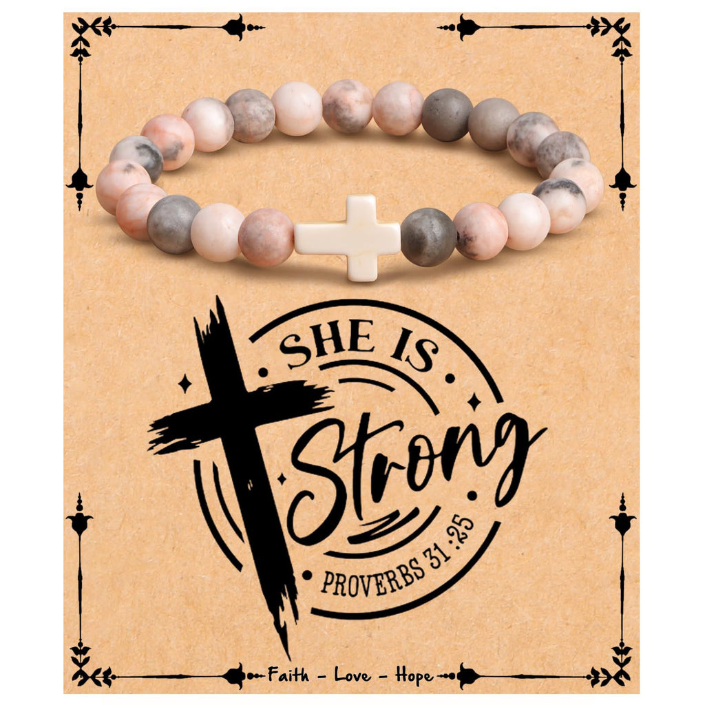 Emperor Stone Cross Bracelet - Faith Love Hope Inspirational Gift for Women & Men