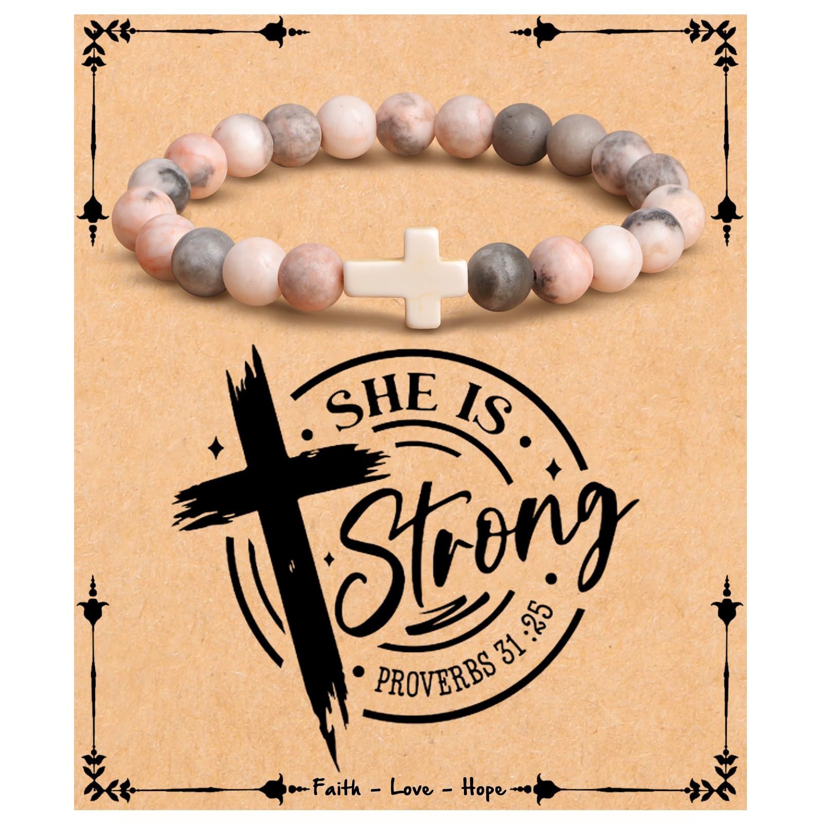 Emperor Stone Cross Bracelet - Faith Love Hope Inspirational Gift for Women & Men