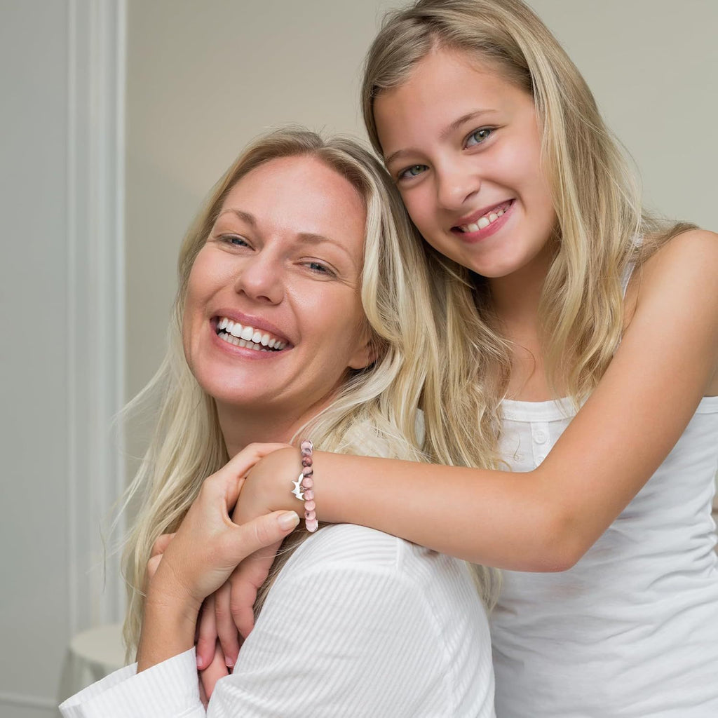 Fox Girl Charm Bracelet - Green Chrysoprase & Pink Zebra Stone Beaded Bracelet, Talisman for the Brave & Sweet