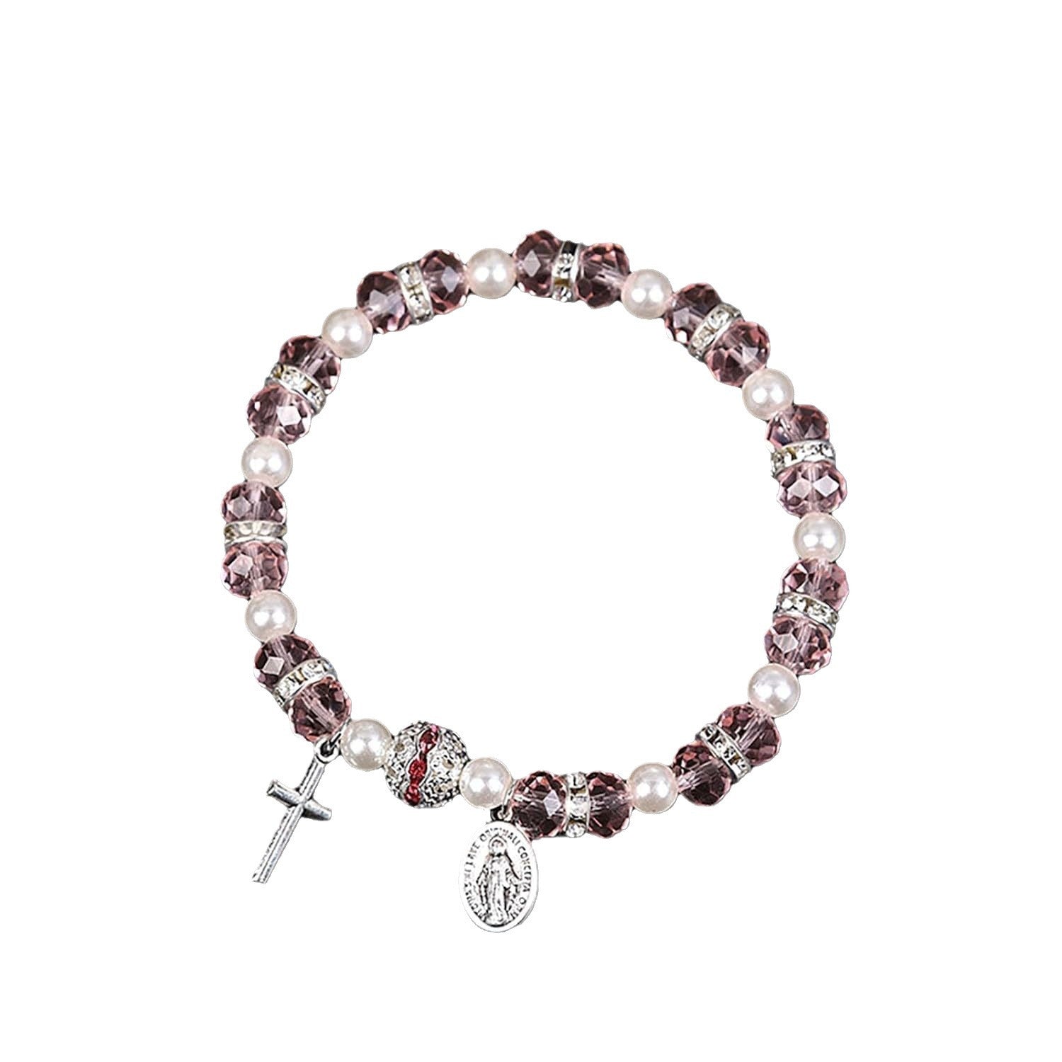 Every Second He Loves You" Bracelet - Virgin Mary & Cross Catholic Rosary Bracelet, Inspirational Faith Gift