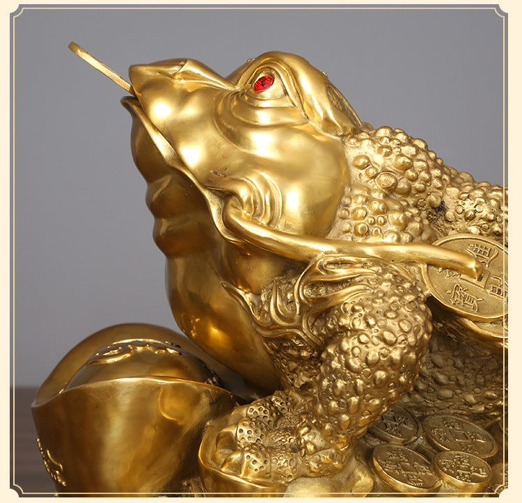 Brass Golden Toad Ornament Home Decor Craft Decoration Company Housewarming Opening Gift