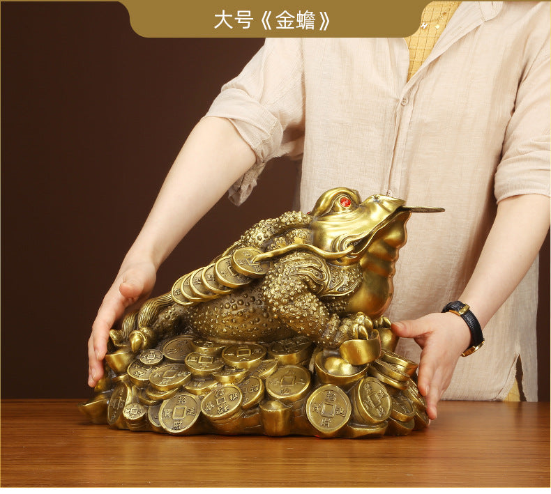 Brass Golden Toad Ornament Home Decor Craft Decoration Company Housewarming Opening Gift