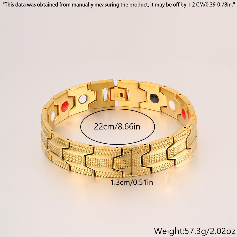 Magnetic Titanium Steel Health Bracelet for Men - Wellness Energy Adjustable Link Bracelet