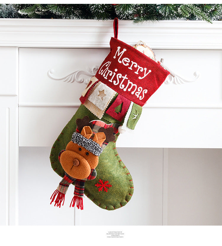 Christmas Decoration Gift Socks Fabric Santa Claus Gift Bag Snowman Reindeer Decorative Socks Christmas Socks