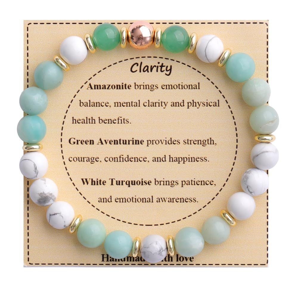 Strength" Triple Gemstone Bracelet - Amethyst, Aquamarine & Citrine Energy Bracelet for Women, Motivational Adjustable Gift