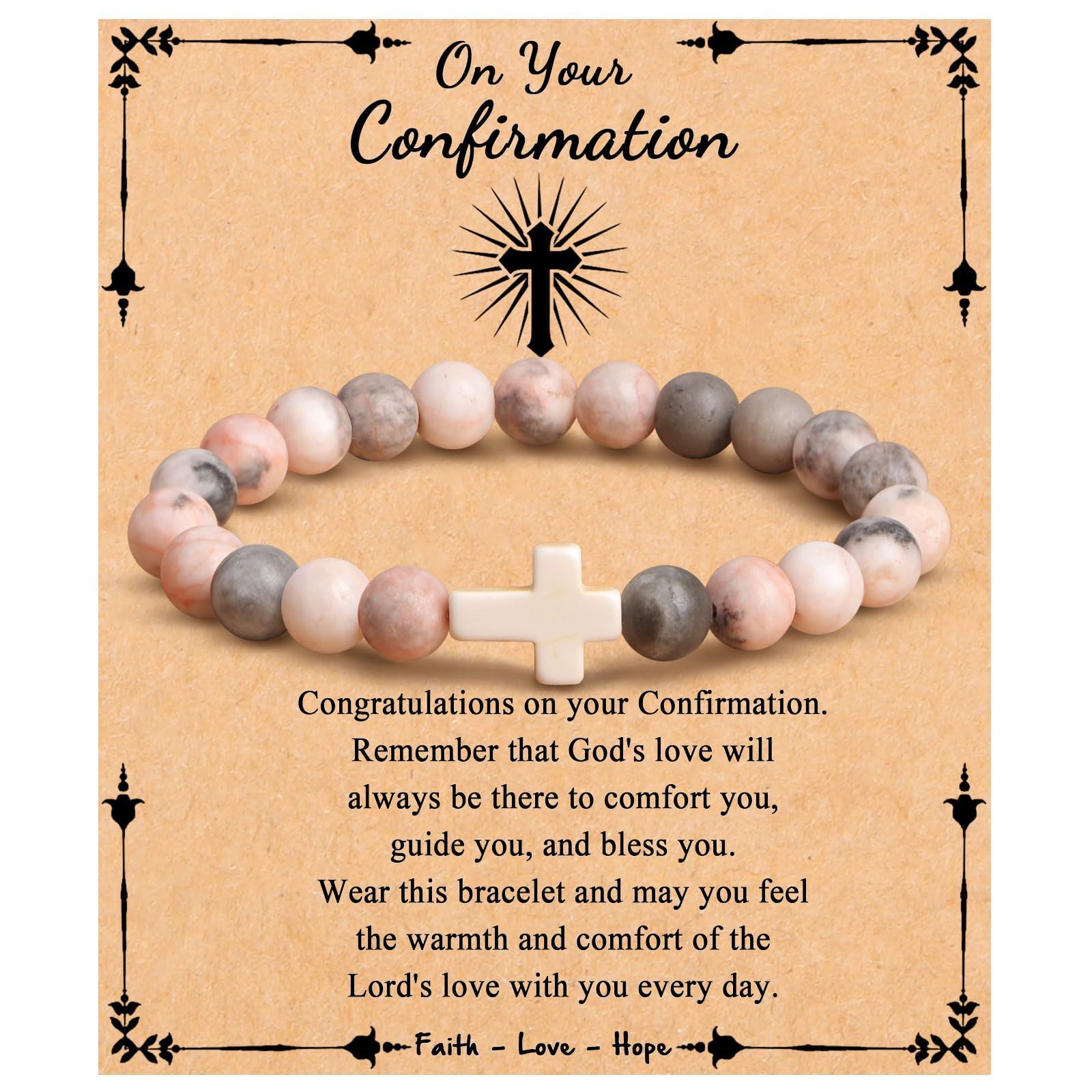 Emperor Stone Cross Bracelet - Faith Love Hope Inspirational Gift for Women & Men