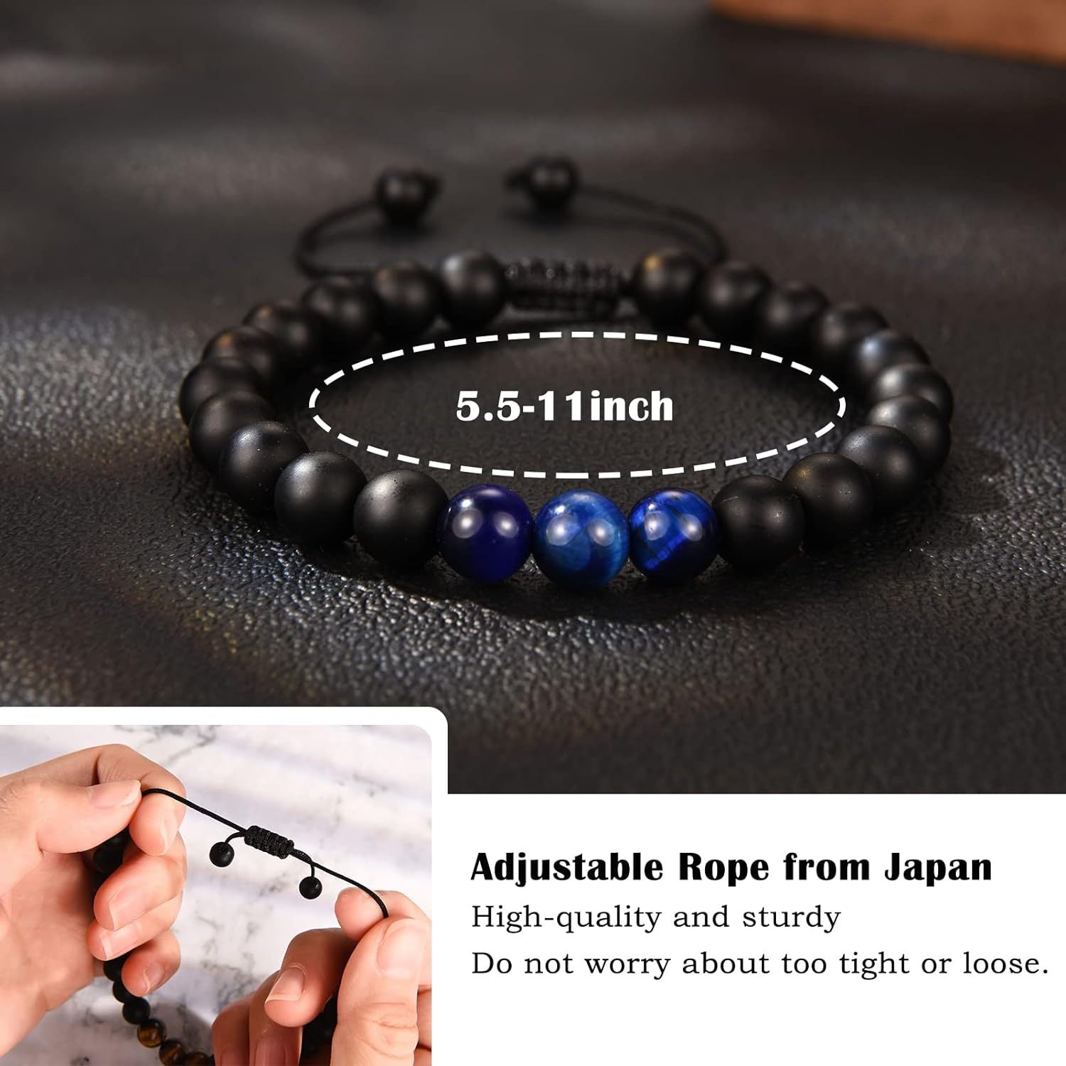 The Adventure Begins" Graduation Bracelet for Men - Tiger's Eye & Lava Stone Bead Bracelet, Gift for Grads