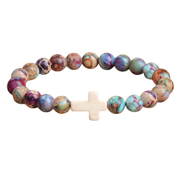 Emperor Stone Cross Bracelet - Faith Love Hope Inspirational Gift for Women & Men