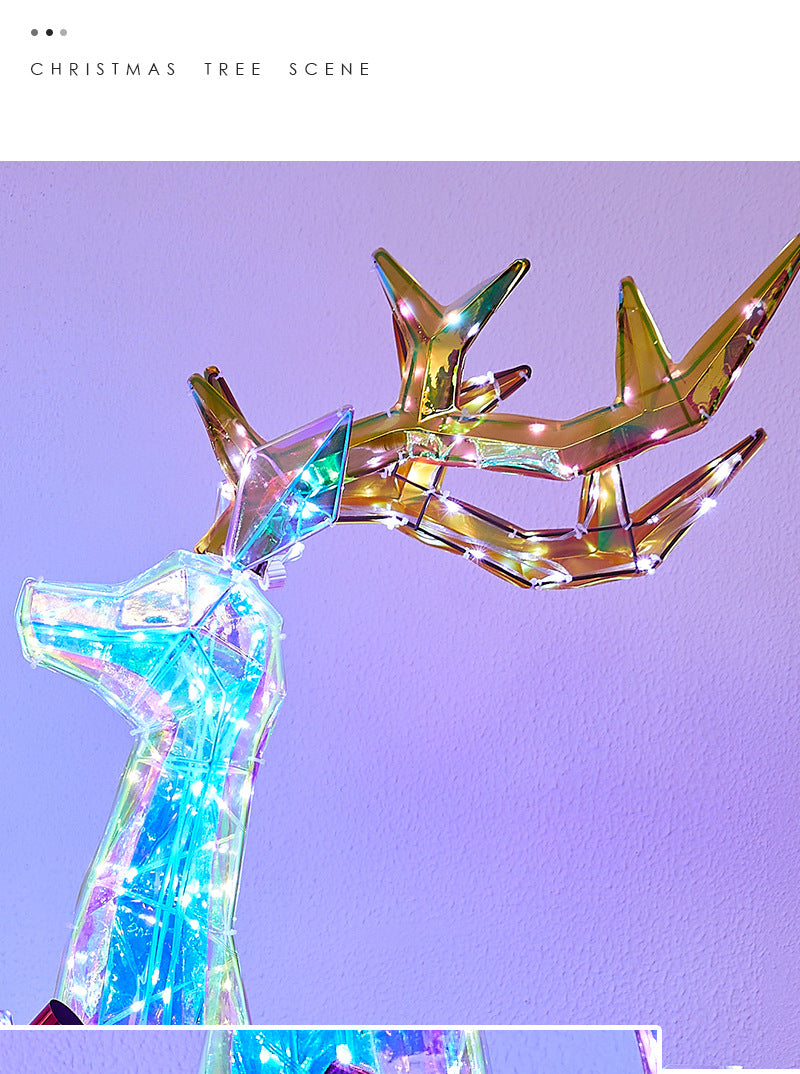 Christmas Colorful Glowing Iron Art Reindeer with Lights Snowman Mall Hotel Scene Decoration Christmas Reindeer Ornament