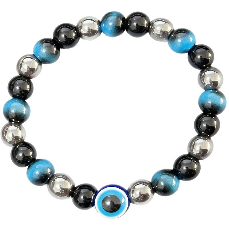 Evil Eye & Blue Tiger Eye Protection Bracelet - Nazar Talisman for Clarity, Wealth & Warding Off Negative Energy