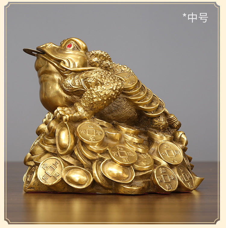 Brass Golden Toad Ornament Home Decor Craft Decoration Company Housewarming Opening Gift
