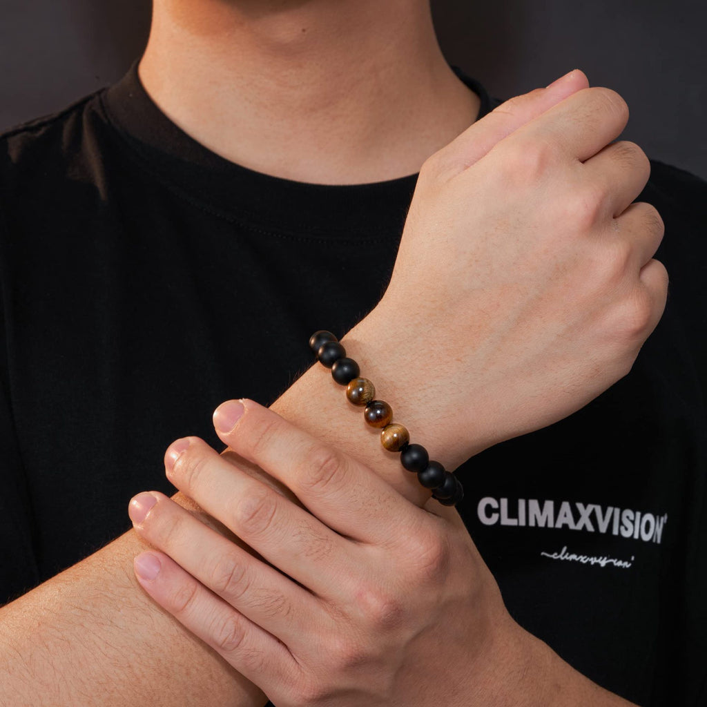 5-in-1 Energy Balance Bracelet - Amethyst, Obsidian, Lava Stone, Pink Zebra & Rhodochrosite Beaded Bracelet for Women