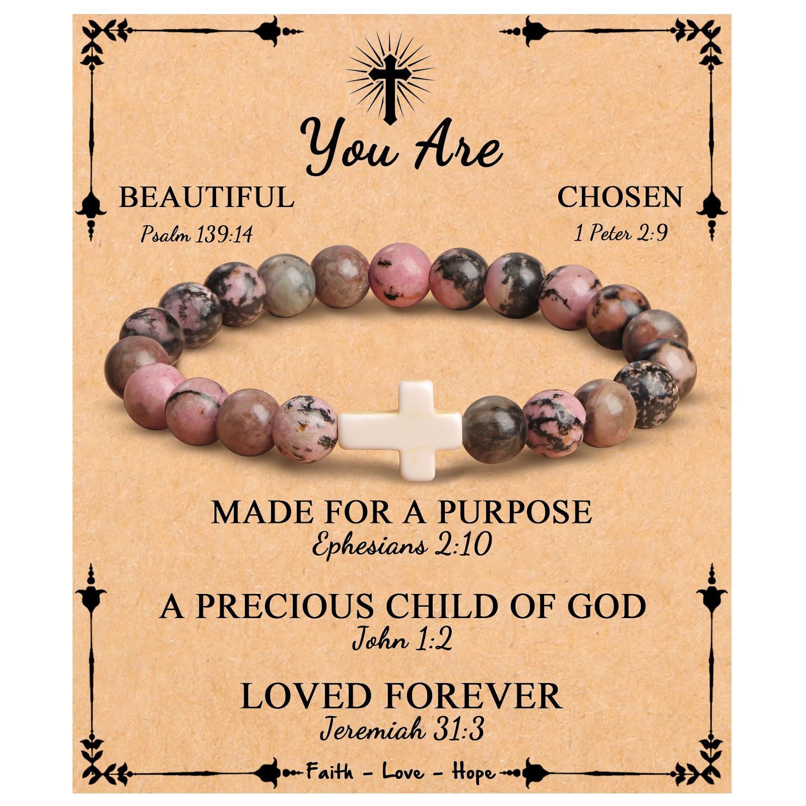 Emperor Stone Cross Bracelet - Faith Love Hope Inspirational Gift for Women & Men