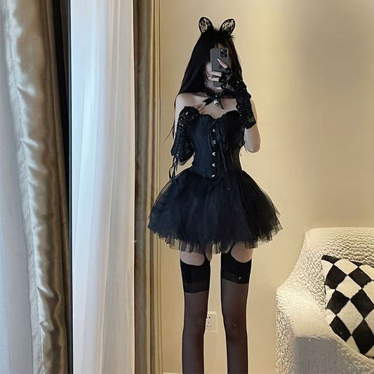 COSplay Little Fairy Angel Demon cos Sexy Corset Vest for Nightclub Party Role Play Maid Costume