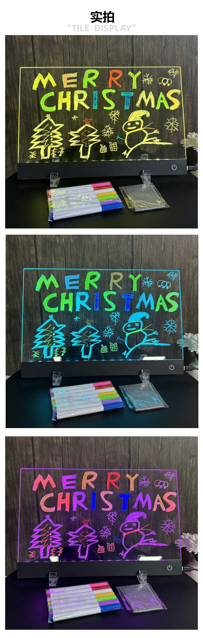 Luminous Acrylic Message Board Touch Switch led Night Light Erasable Scratch-Resistant Colorful Light Stand Lamp