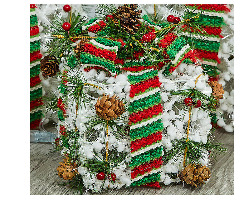 Christmas Decoration Iron Art Gift Box with Lights, Three-Piece Set Gift Box for Under the Christmas Tree Decoration