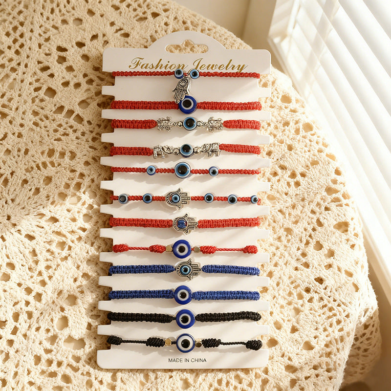12-Piece Evil Eye Bracelets Set - Bohemian Stretchable Beaded Bracelets for Stacking | Protection Jewelry Gift for Women