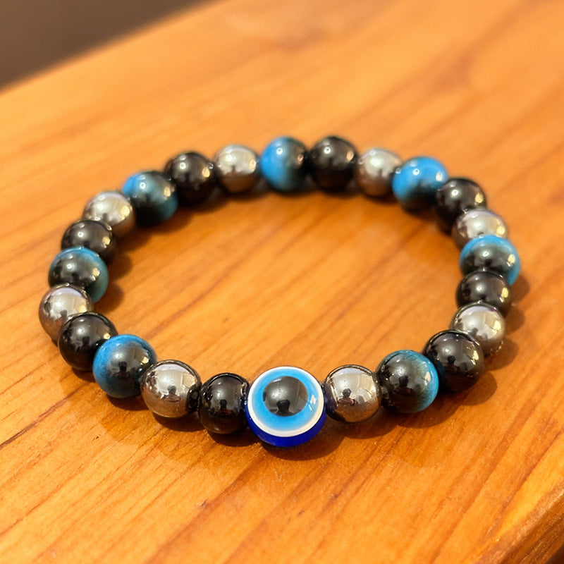 Evil Eye & Blue Tiger Eye Protection Bracelet - Nazar Talisman for Clarity, Wealth & Warding Off Negative Energy