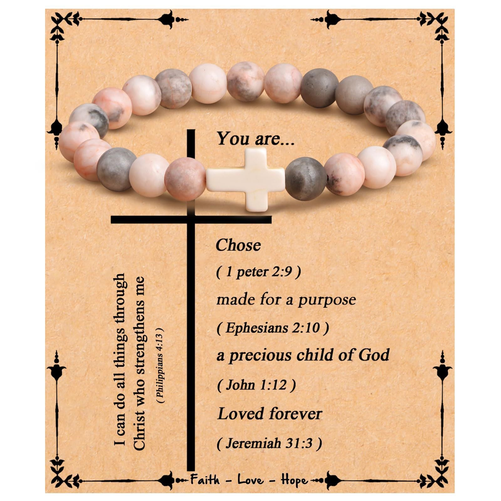 Emperor Stone Cross Bracelet - Faith Love Hope Inspirational Gift for Women & Men