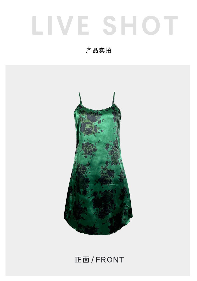 European and american hot INS Floral Print Strap Dress Sexy Pure Desire Style Luxurious Temptation Backless Dress647