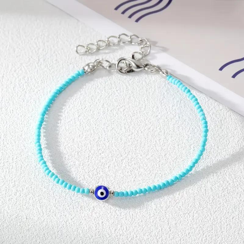 Evil Eye Protection Bracelet Set - Nazar Boncugu Beaded Charm Bracelet with Lobster Clasp (5 Colors)