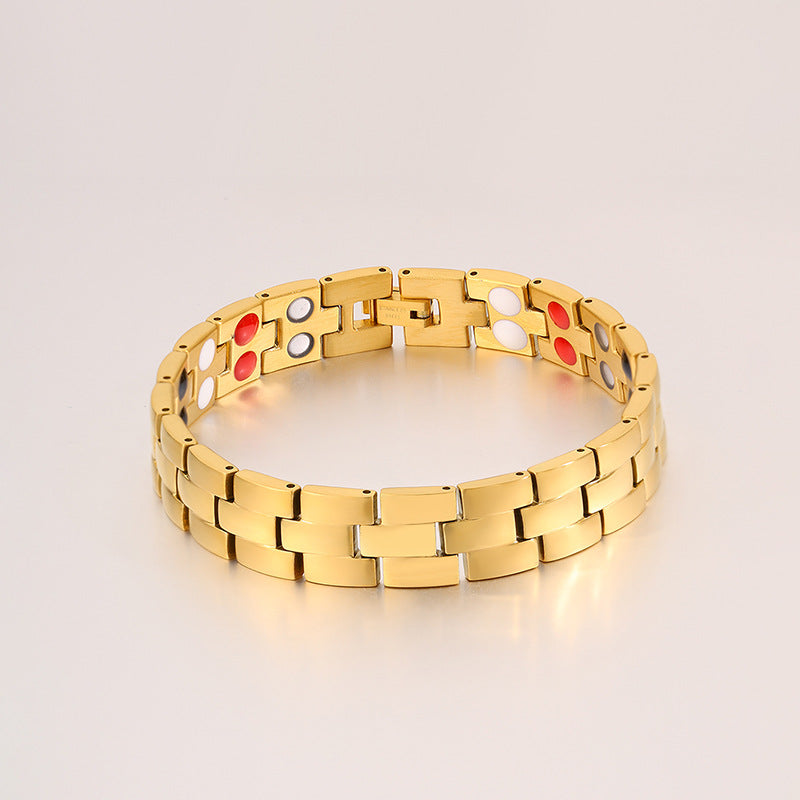Magnetic Titanium Steel Health Bracelet for Men - Wellness Energy Adjustable Link Bracelet