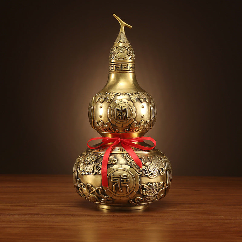 Brass Gourd Ornament Craft Living Room Office Decoration Company Housewarming Opening Gift Copperware