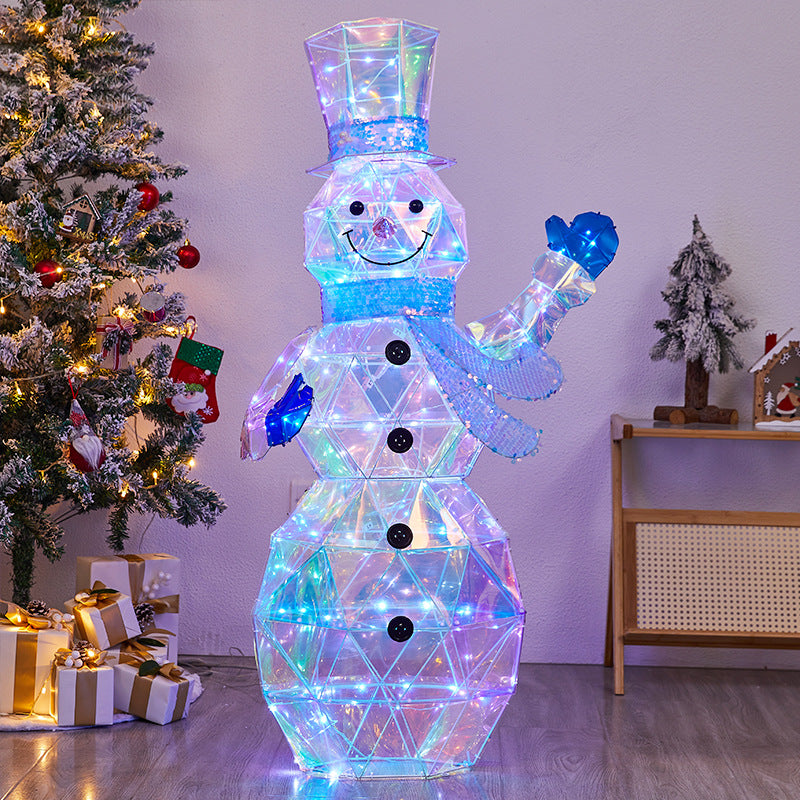 Christmas Colorful Glowing Iron Art Reindeer with Lights Snowman Mall Hotel Scene Decoration Christmas Reindeer Ornament