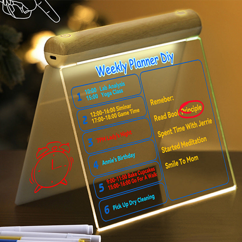 Colorful Touch Children's Luminous Message Board Erasable Writing Board Luminous Acrylic Bedroom Night Light