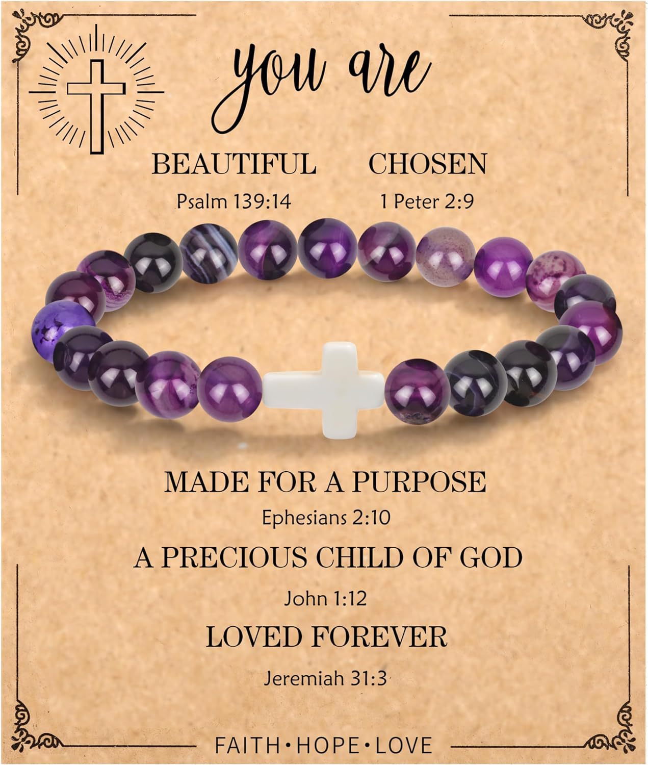 Emperor Stone Cross Bracelet - Faith Love Hope Inspirational Gift for Women & Men