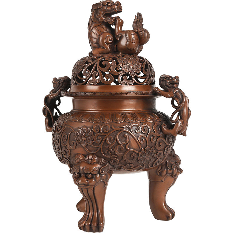 Copper Ming Dynasty Lion Incense Burner for Home Office Antique Xuande Incense Burner Incense Aromatherapy Burner Indoor Household Incense Burner