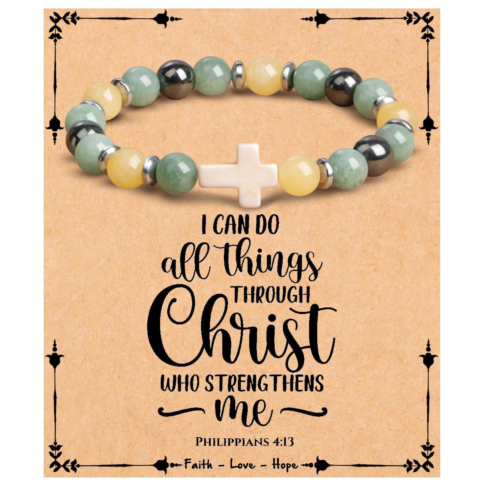 Emperor Stone Cross Bracelet - Faith Love Hope Inspirational Gift for Women & Men