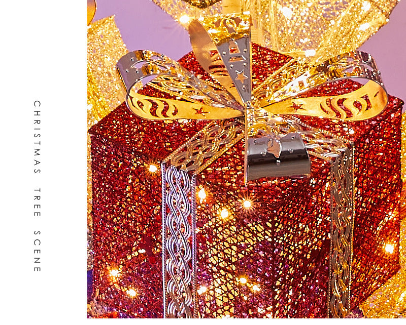 Amazon New Product Christmas Tree Decorations Glowing Gift Box Tree Store Window Display Christmas Reindeer Ornament