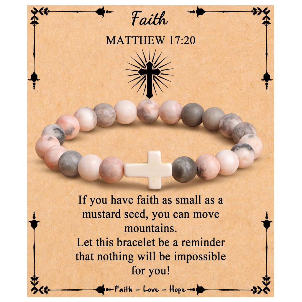 Emperor Stone Cross Bracelet - Faith Love Hope Inspirational Gift for Women & Men