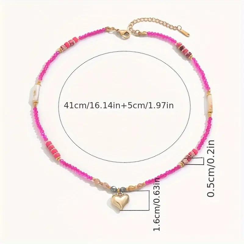 Sweet Frequency" Rose Quartz Necklace with Gold Heart Pendant - Bohemian Chakra Crystal Jewelry for Women