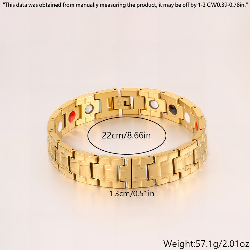 Magnetic Titanium Steel Health Bracelet for Men - Wellness Energy Adjustable Link Bracelet