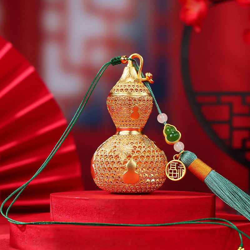 Brass Filigree Gourd Ornament Fulu Hanging Decoration Home Desktop Hollow Copper Gourd Craft Hanging Ornament Gift