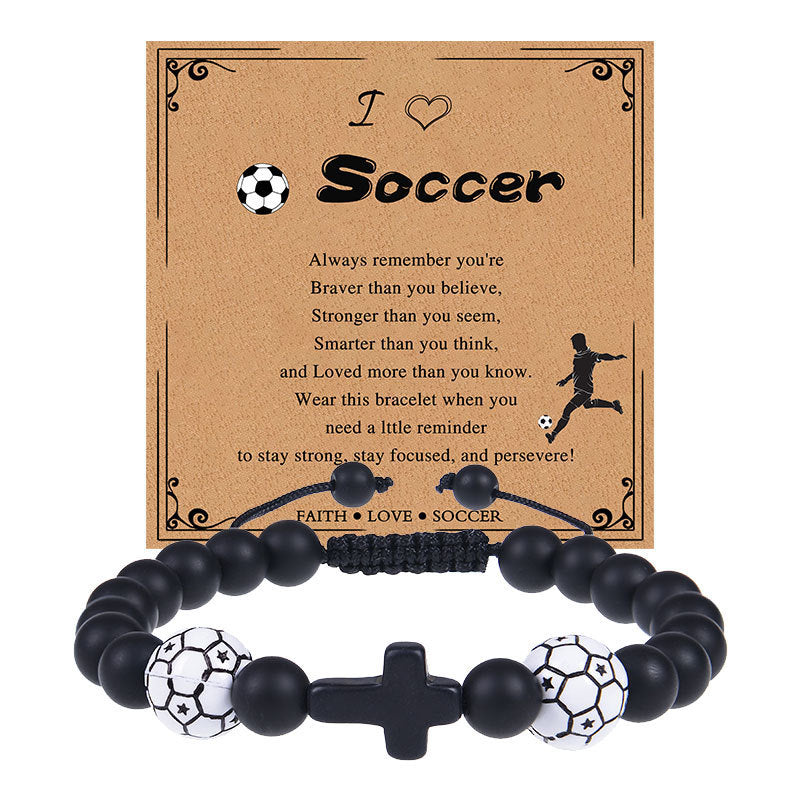 Men's Sports Bracelet with Tiger Eye - Adjustable Black Bead String Bracelet for Basketball Soccer Tennis Players, Gift for Him