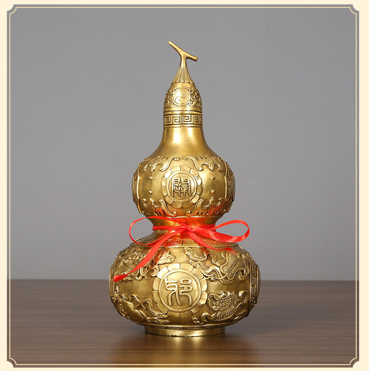 Brass Gourd Ornament Craft Living Room Office Decoration Company Housewarming Opening Gift Copperware