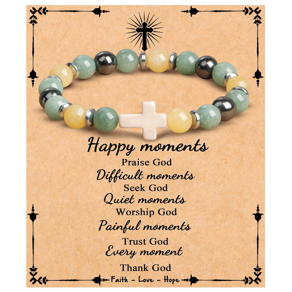Emperor Stone Cross Bracelet - Faith Love Hope Inspirational Gift for Women & Men