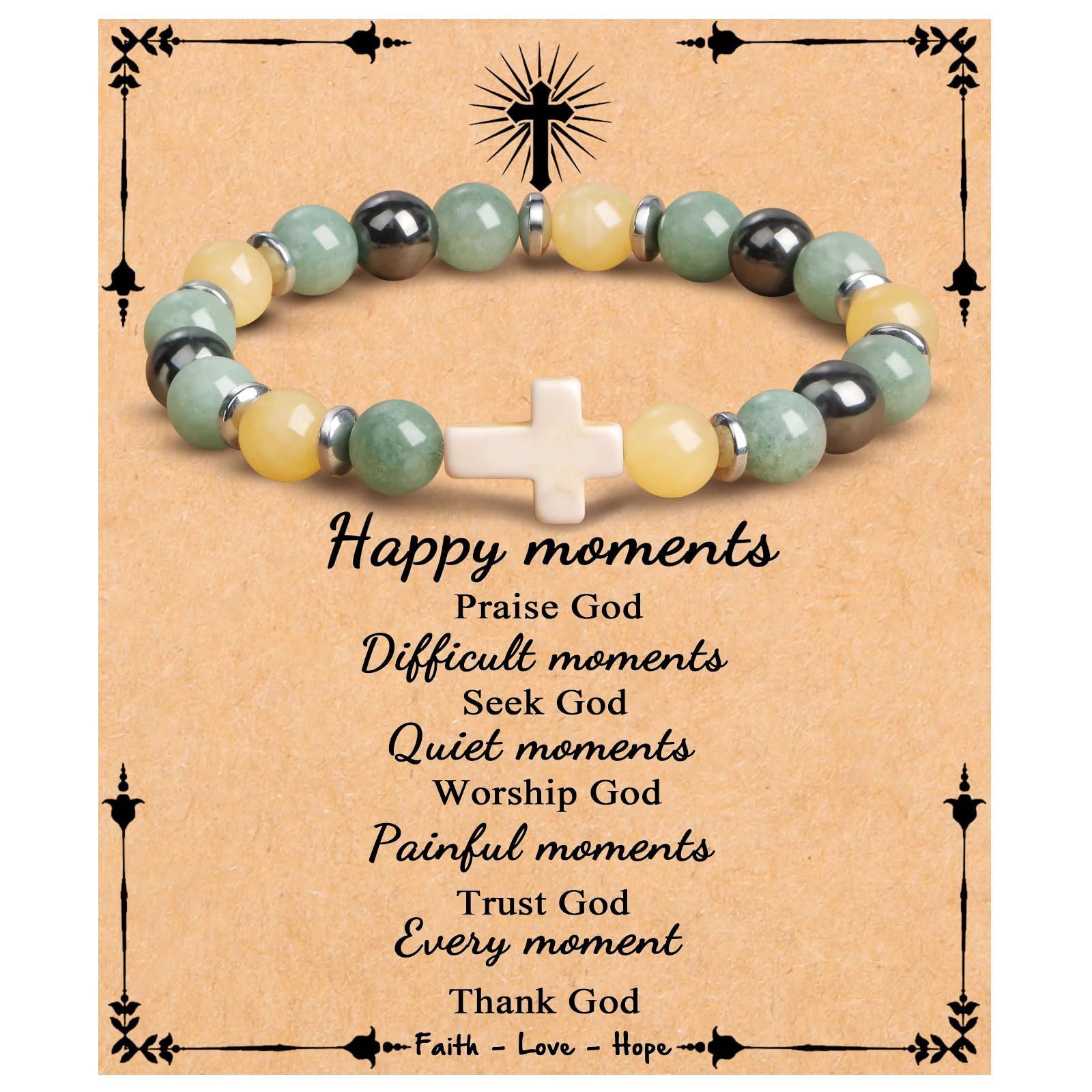 Emperor Stone Cross Bracelet - Faith Love Hope Inspirational Gift for Women & Men