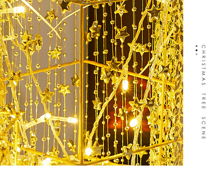 Christmas Decoration Glowing Gift Box Under the Christmas Tree Star Hollow Iron Art Gift Box Window Display Gift Box Ornament